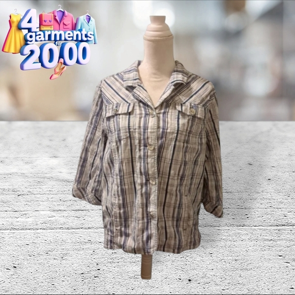 Tanjay shacket blue and white stripes size 16 - Picture 1 of 11